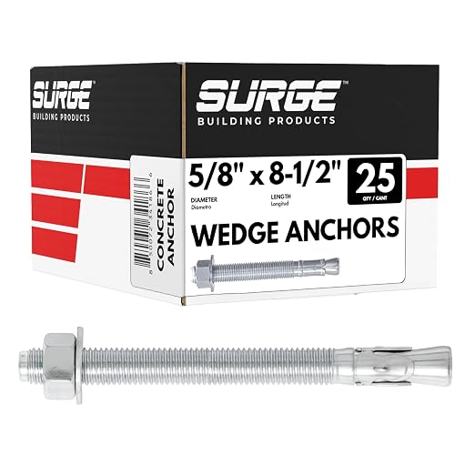 5/8" x 8-1/2" Zinc-Plated Wedge Anchors by SurgeBuildingProducts
