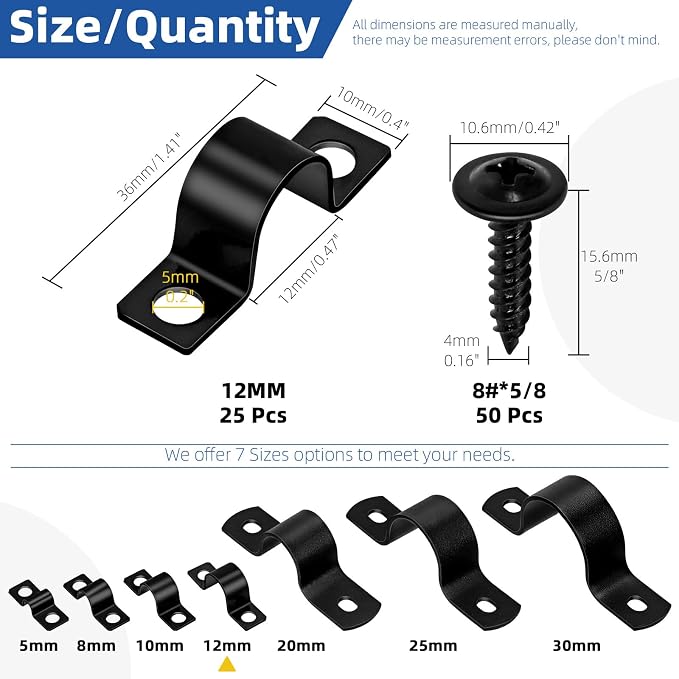 Glarks 25pcs 12mm Pipe Strap Clamp - Image 2