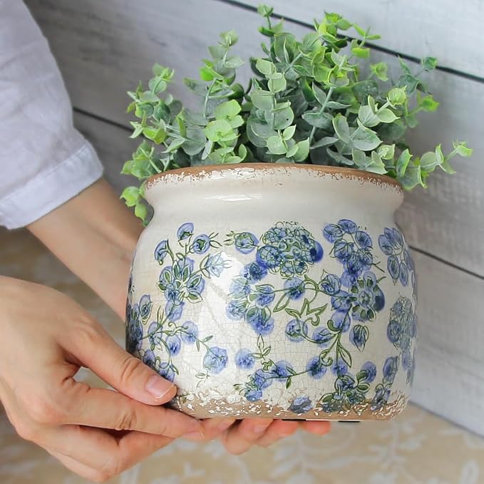 Vintage Cottage Ceramic Planters, French Flower Pot & Vase - Image 7