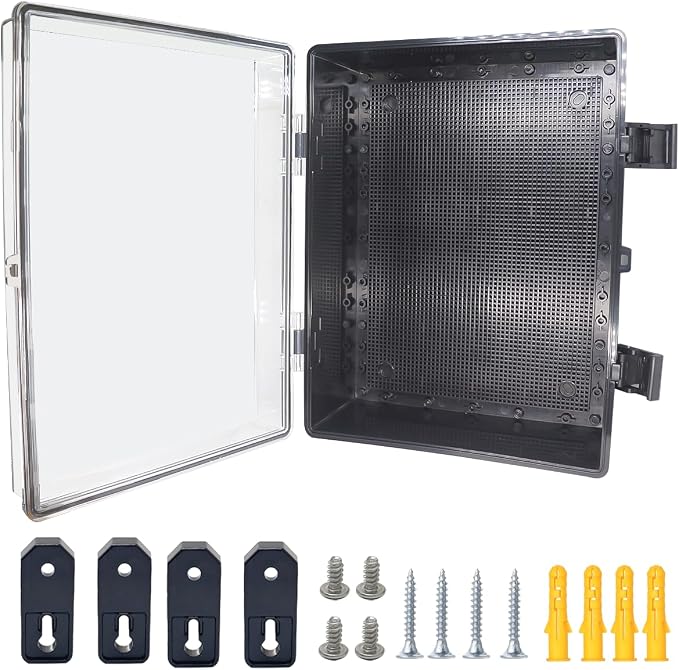 Junction Box, Hinged Black Clear Cover IP67 Waterproof ABS Project Box by Otdorpatio