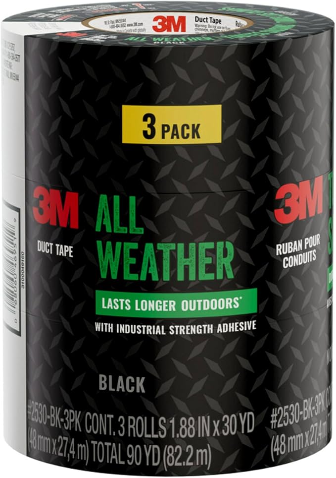 3M All Weather Black Duct Tape, 1.88 in x 30 yd, UV/Water Resistant | Stands up by Unknown