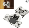 Satin Nickel Cabinet Hinges, 1/2 Inch Overlay, 2 Pack | Stainless Steel Build by HomeExpert