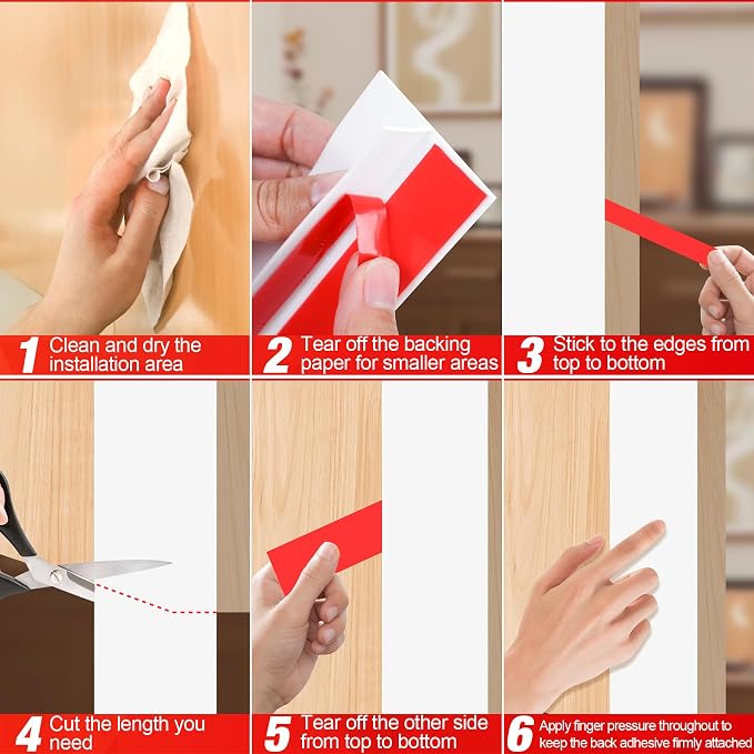 Door Draft Stopper for Side of Door Frame 1.37 in x 20 Ft T-Shaped Silicone - Image 5