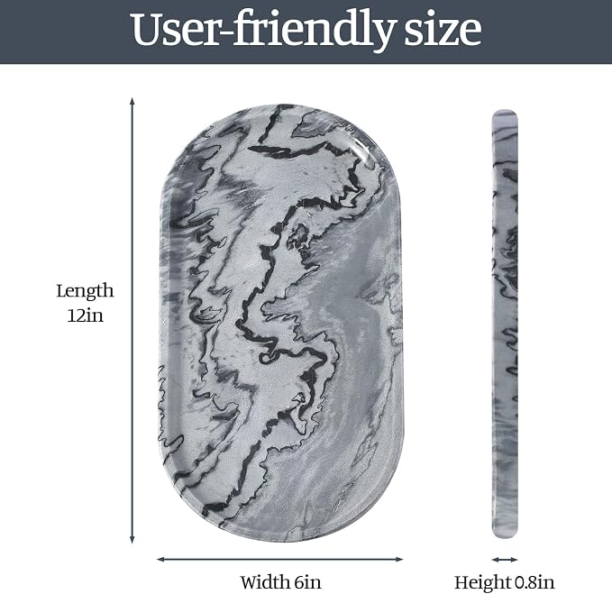 Natural Marble Tray, Catchall for Perfume, Jewelry Dish Elephant Grey - Image 2