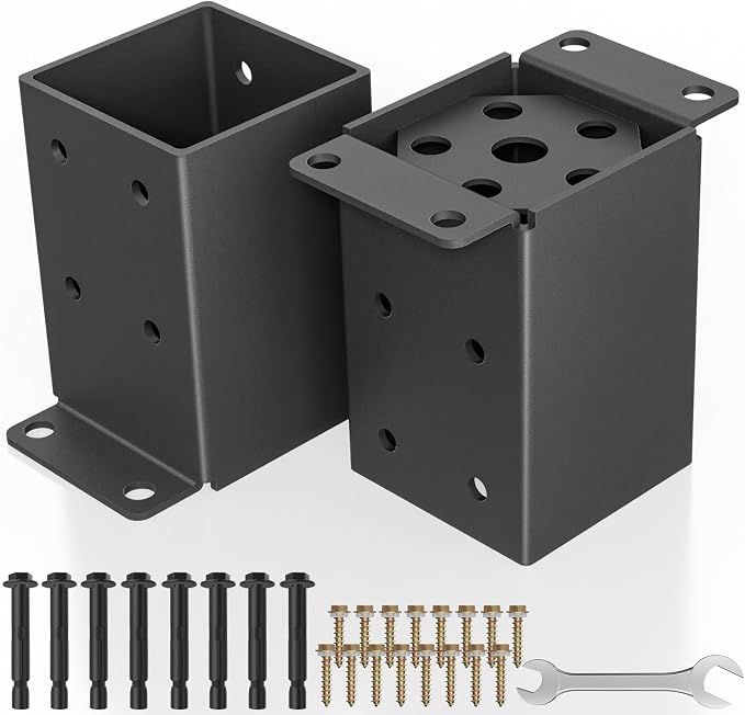 2 PCS Metal 4×4 Post Base, Inner Size 3.5"x3.5" | Heavy Duty Post Bracket by PGGP