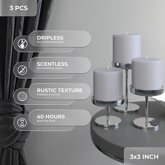 3x3 Pillar Candles Set of 3 - Image 3