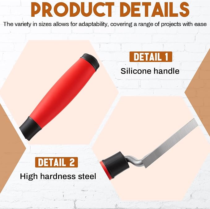 3 Pcs Pointer Trowel, 6-3/4" by 1/4", Rubber Handle | Professional Mortar - Image 3