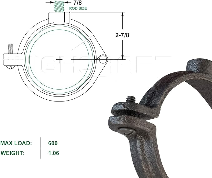 HIGHCRAFT HINGB-04-5 Industrial Decor Hinged Split Ring Pipe Hanger 4 in. - Image 7
