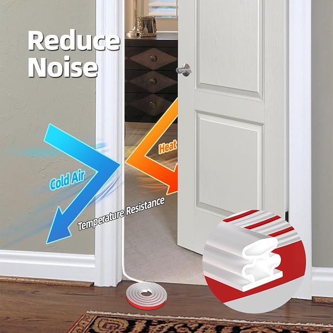 White D-Shape Weather Stripping 20Ft | Self-Adhesive Rubber Seal Strip - Image 5