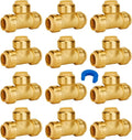 12-Pack 3/4 Inch Tee, Push-to-Connect Plumbing Fittings, Brass | by SUNGATOR