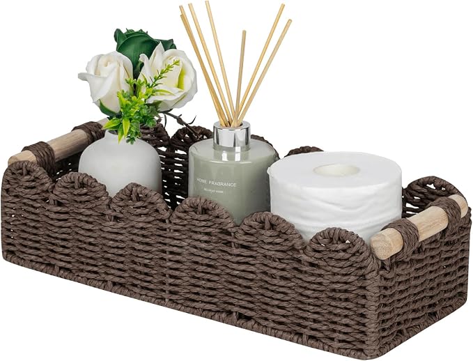 CubesLand Scalloped Toilet Paper Storage Basket W/Handle by CubesLand
