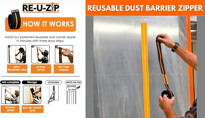 RE-U-ZIP® Reusable Magnetic Dust Barrier Zipper & Reusable Hook & Loop Dust - Image 8