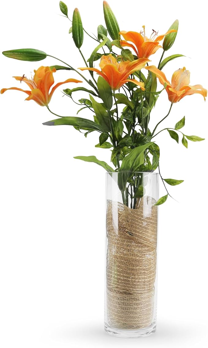 WGVI Quality Thick Weighted Clear Cylinder Glass Vases, Flower Arrangement - Image 4