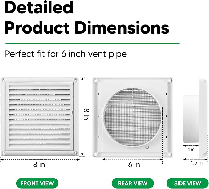 6 Inch Outside Dryer Vent Cover Hood - Image 2