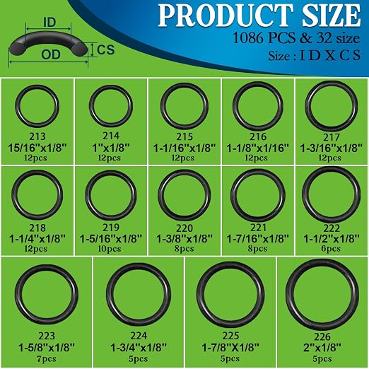 ZDBB 1086 Pcs SAE Standard O Ring Kit Nitrile Rubber O-Rings Assortment - Image 4