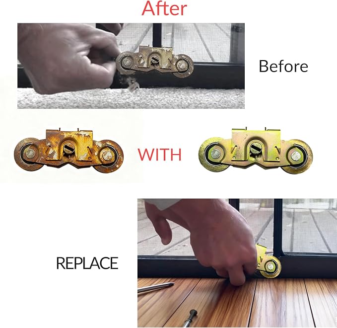 2 Pack Sliding Door Rollers, 1-1/4 Inch Patio Door Tandem Roller Assembly - Image 6
