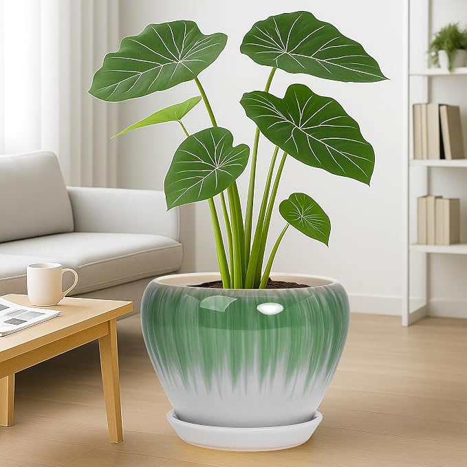 Deep Dream 10 Inch Plant Pot- Ceramic Planter Pot Round Plant Pots - Image 4