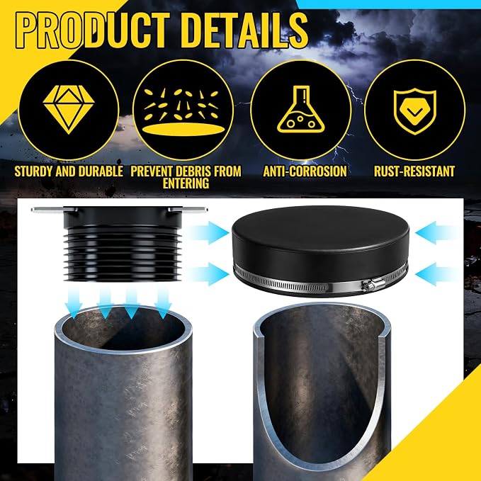 3 Pack 8 Inch Flexible PVC Pipe Cap - Image 4
