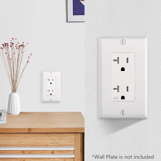 Wengart 6-Pack 20 Amp Duplex Receptacle Outlet, Weather Resistant & Tamper - Image 4