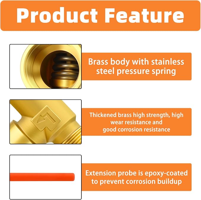 GASHER 3/4" NPT RV Water Heater Temperature & Pressure Relief Valve - Image 4