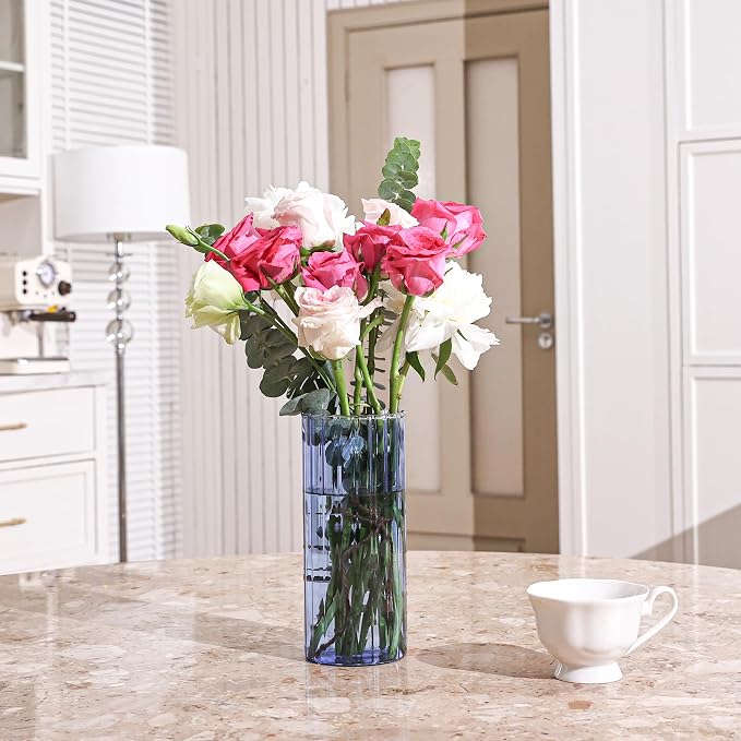 ComSaf Glass Cylinder Vase 8 Inch Tall, Hurricane Floating Candle Holder - Image 8