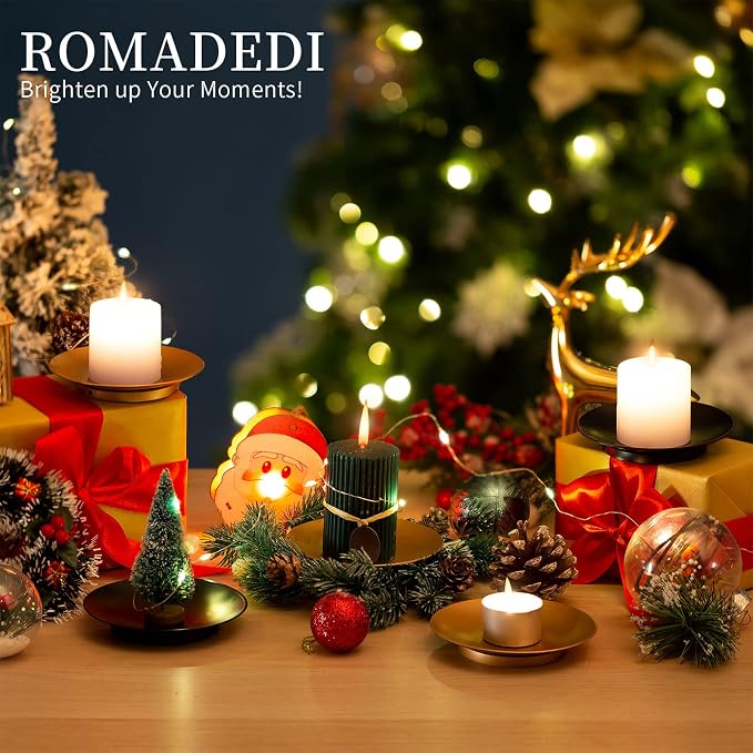 Romadedi Gold Pillar Candle Holder Plates, Decorative Stand Pack of 2 | 4.25" - Image 8