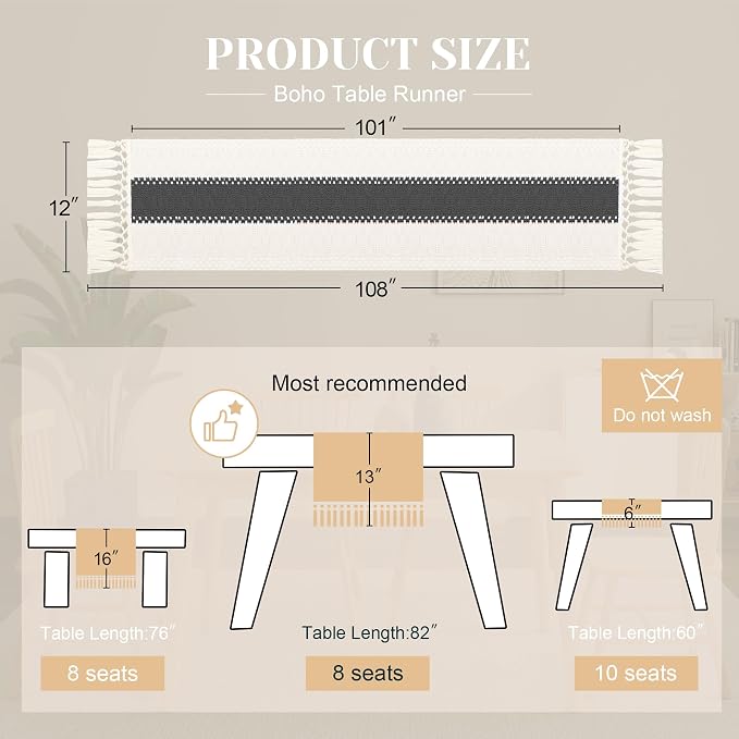 Farmhouse Table Runner for Home Decor 12x108 Grey Fall Home Decor | 108Inches - Image 2