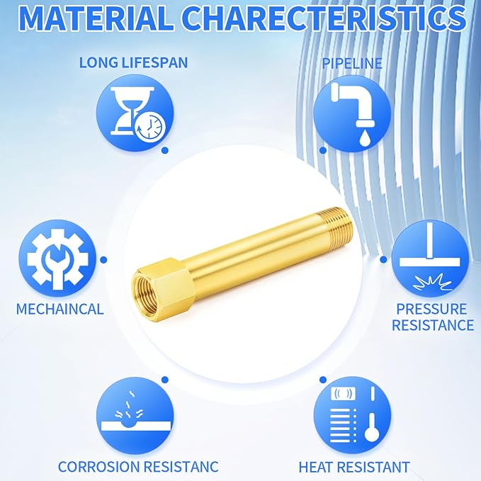ChillWaves Brass Pipe Fitting, Long Nipple Pipe 1/8" NPT Male x 1/8" NPT Female - Image 5