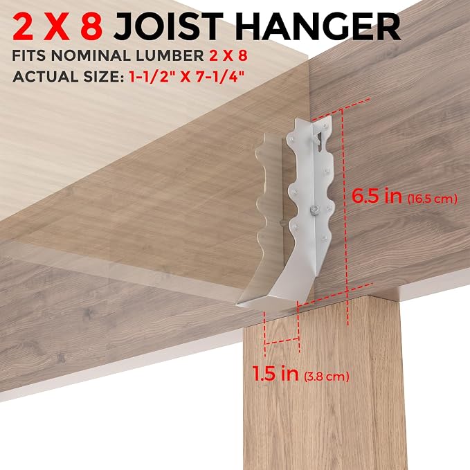 50 Pcs 2x8 Joist Hangers, 18 Gauge Metal Face Mount Joist Hangers, Lu28 Joist - Image 3