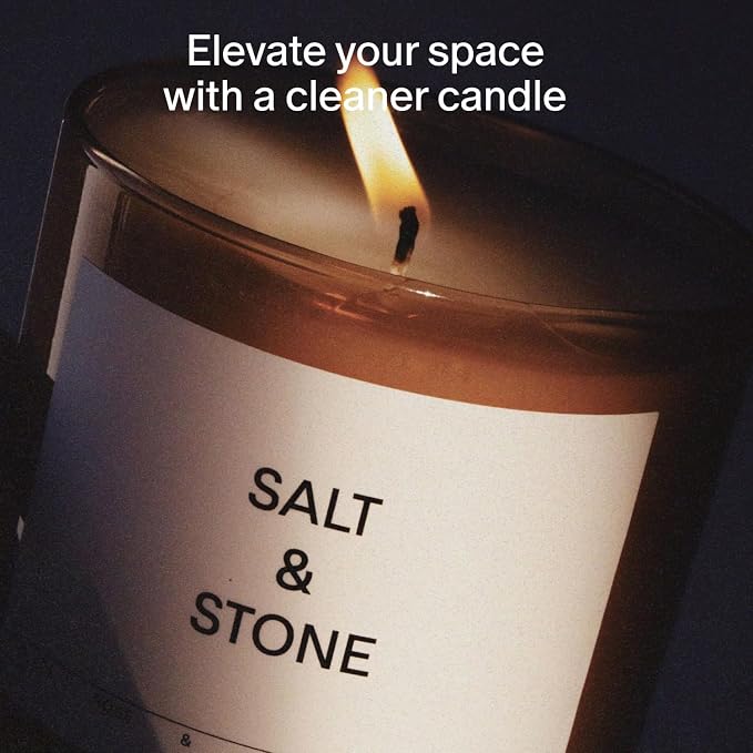 Salt & Stone Coconut & Soy Blend Scented Candle, Dark & Floral Scent, - Image 2
