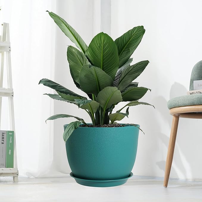 UOUZ 12inch Large Plant Pot, Modern Plastic Planter - Image 7