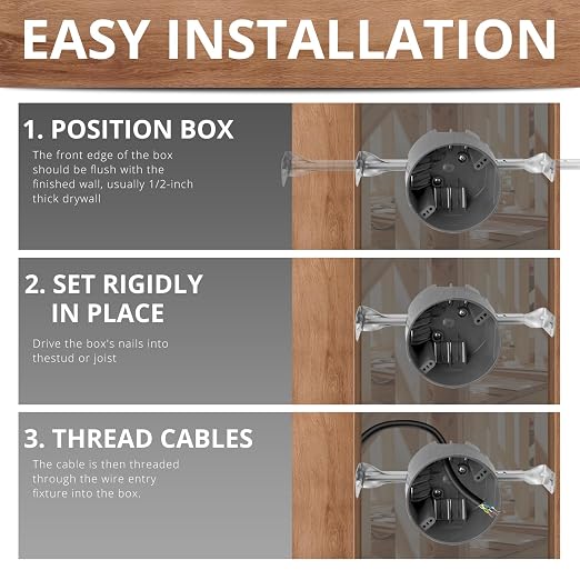HXH Round Ceiling Electrical Box, 6 Pack | 20 Cu.In. PVC Adjustable Round Light - Image 4