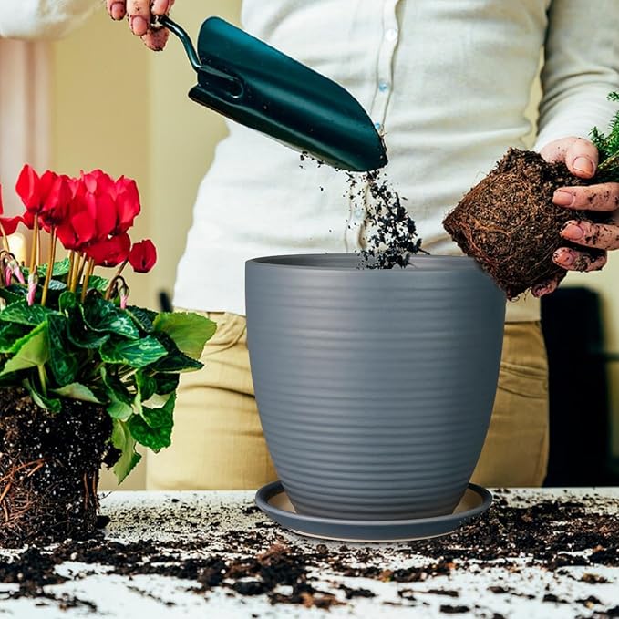10 Inch Ceramic Planter Round Plant Pots - Image 4