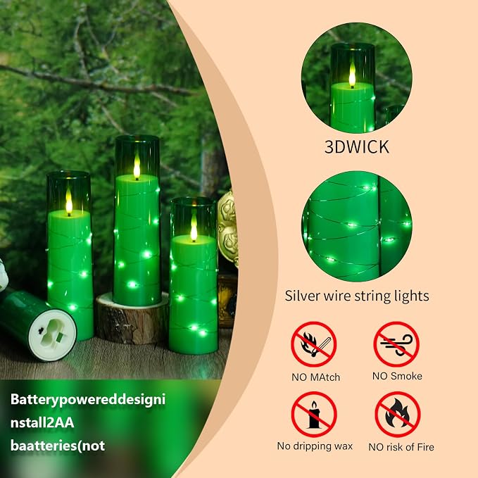 Eebuss Flameless Candles with Embedded Star String, Battery Operated LED Pillar - Image 4