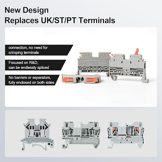 50Pcs KV2.5 Terminal Blocks, 28-12 AWG | 28-12 AWG Compact Wire Conductor - Image 2