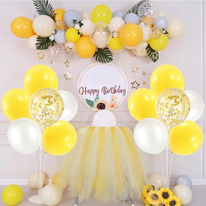 ZJDHPTY 4Set Yellow and White Balloon Stand Table Centerpiece Party Decor | - Image 5