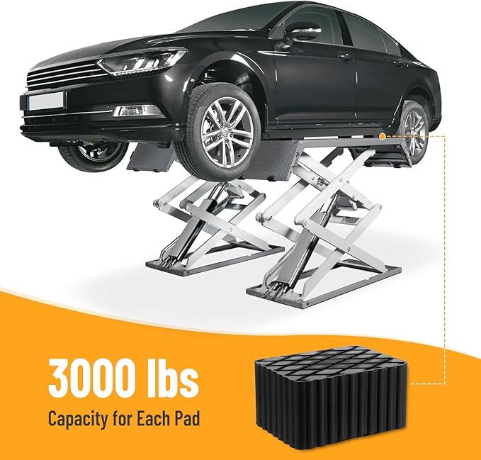 Solid Rubber Auto Lift Pads, 6-1/3" x 4-3/4" x 3" | 4 Pack Anti-Skid Lift Block - Image 3
