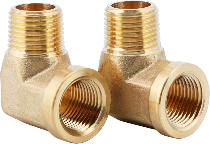 U.S. Solid 2pcs 90 Degree Barstock Street Elbow Brass Pipe Fitting 3/8" NPT by USSolid