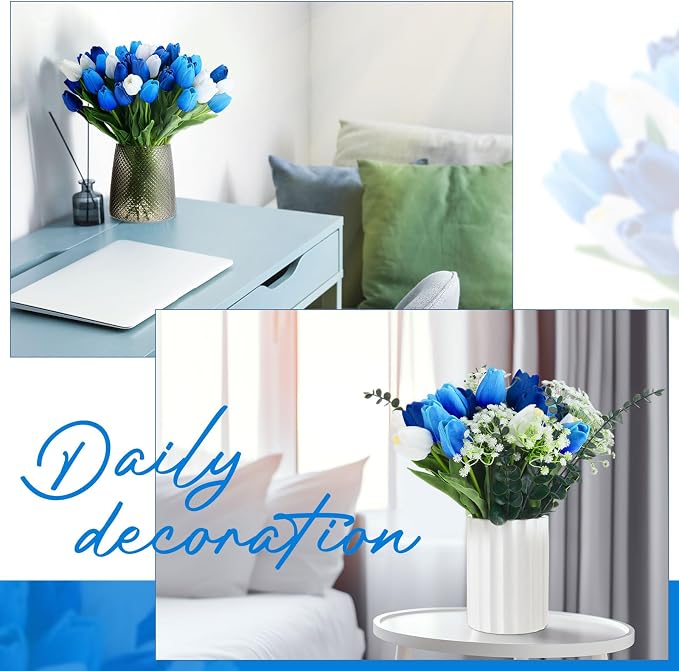 Janinka 100pcs Artificial Tulip Flowers Fake PU Tulips Faux Latex Bouquet - Image 6