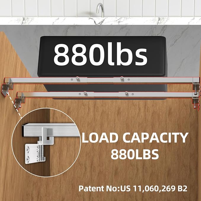 Qualward Undermount Sink Supports Brackets, Adjustable Undermount Sink Support - Image 3