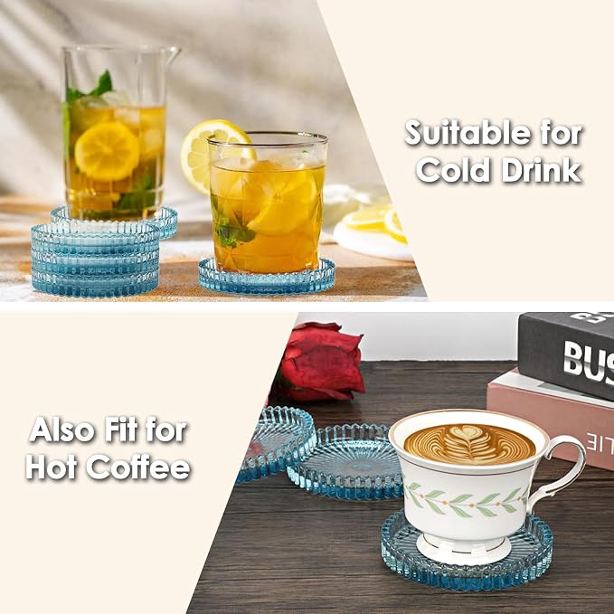 Modern Clear Coaster Set of 5- Glass Coasters - Image 5