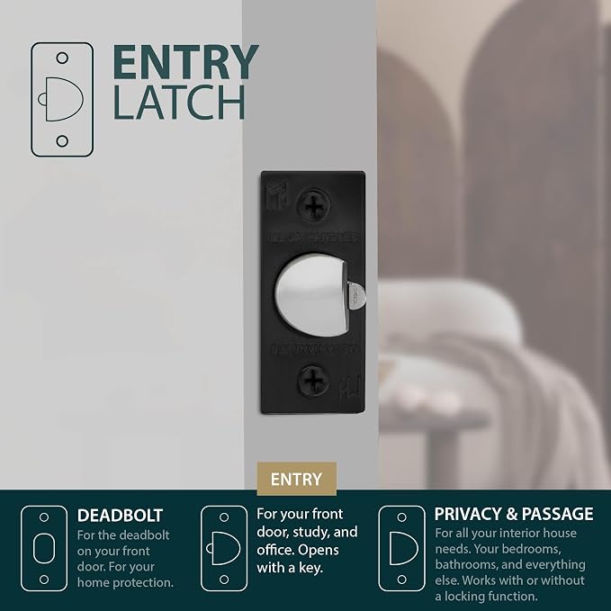 Entry Square Latch Matte Black - Image 6