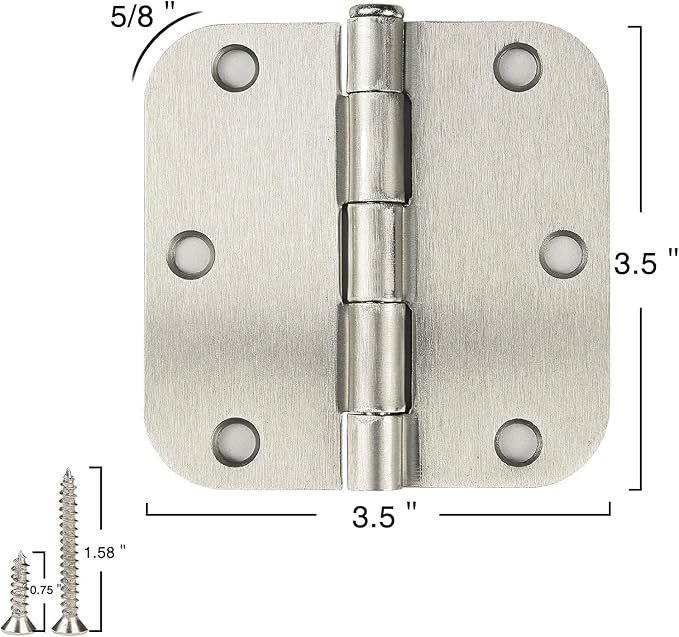 Brushed Nickel Door Hinges 3.5 Inch 30 Pack Interior - Image 2