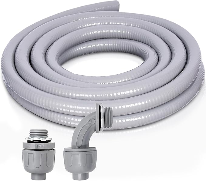 1 Inch 5 FT Non Metallic Liquid-Tight Conduit and Connector Kit by Feotech