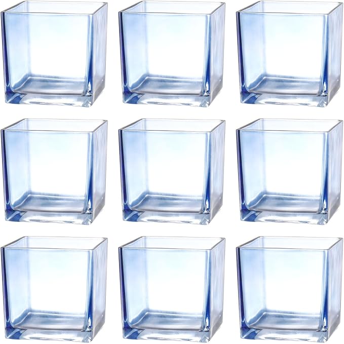 Square Glass Vases Set of 9, Small Vase by MARTAGE