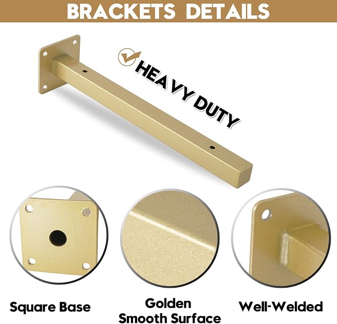 AddGrace Industrial Black Shelf Brackets 8 Inch L Brackets - Image 3