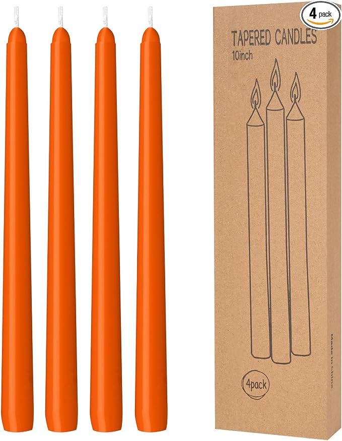LYOBATH 4 Pack Orange Taper Candles by LYOBATHLLC
