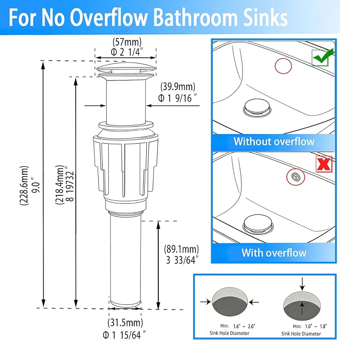 Bathroom Sink Drain Without Overflow- Oil Rubbed Bronze Pop up Drain - Image 2