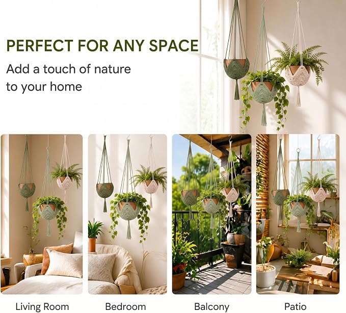 Shappy 3 Pack Boho Macrame Plant Hanger - Image 4