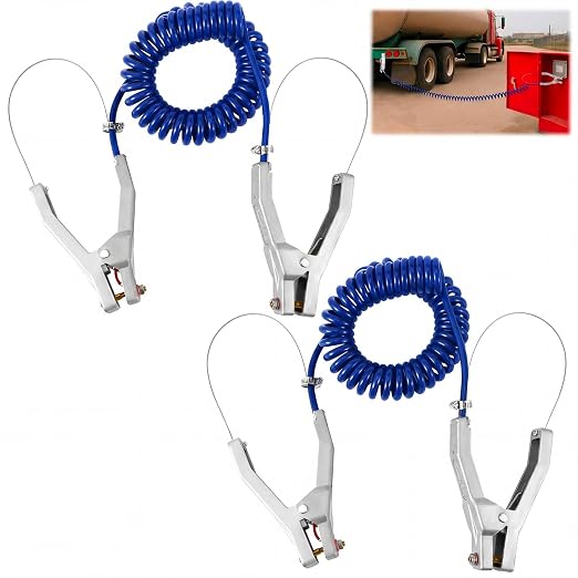 Copkim 2 Sets Insulated Ground Cable Clip 16.4ft Coiled Grounding Anti Static by Copkim